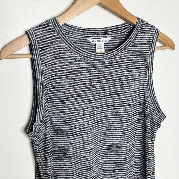 Athleta Womens Breezy Tank Top XS Gray Blue Stripe Pullover Workout 2024 Style - Picture 4 of 10